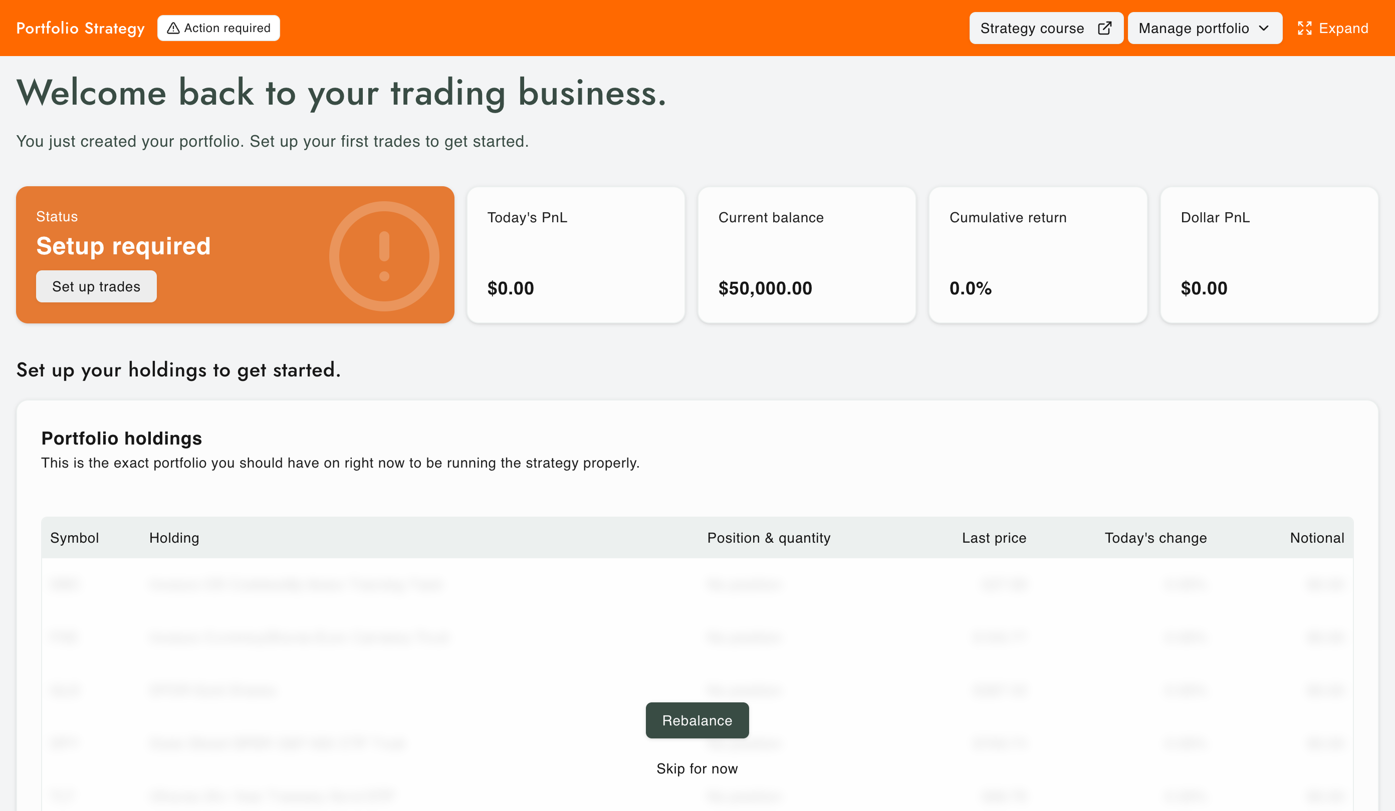 Predicting Alpha portfolio dashboard