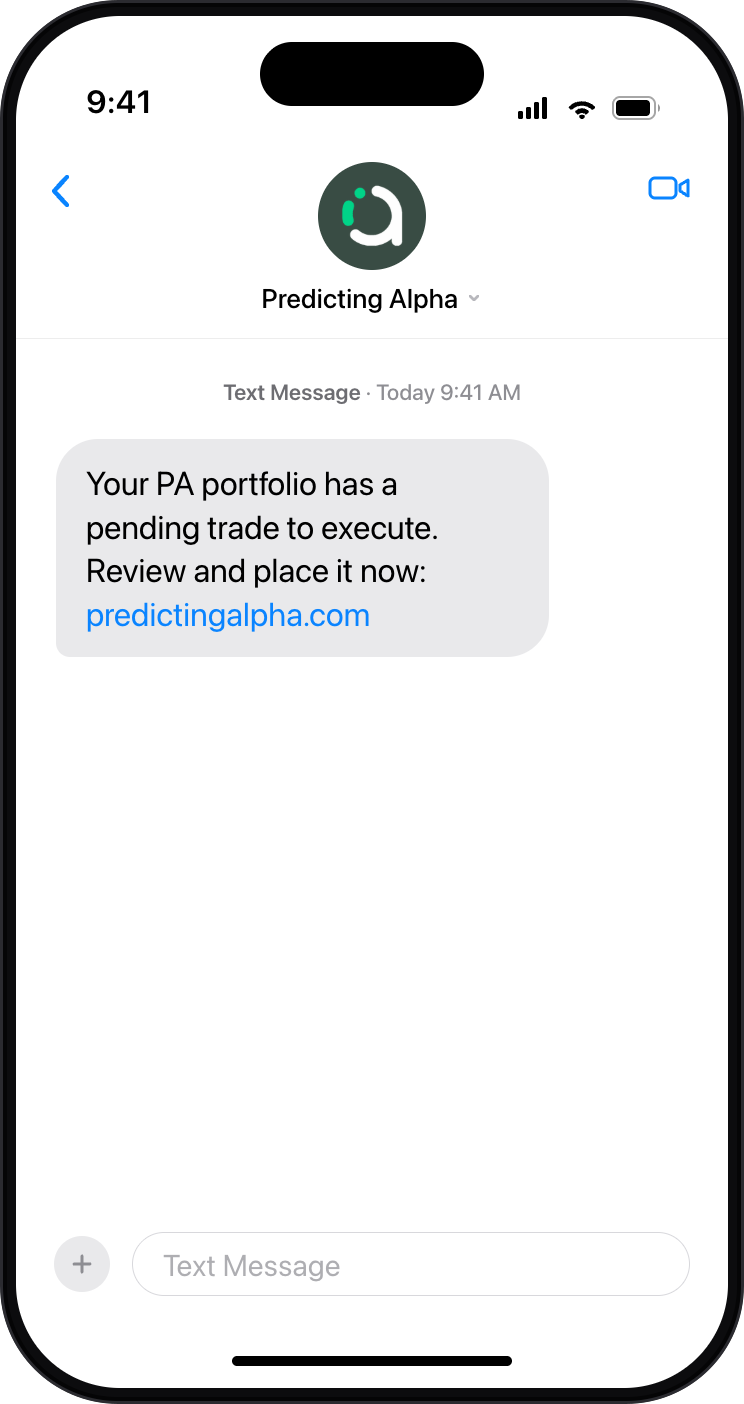 Predicting Alpha trade-alert text message